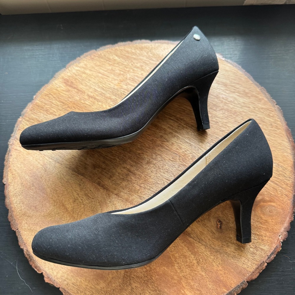 Life Stride Parigi Black Fabric Round Toe Heel Pumps Women's 7 - Picture 3 of 8